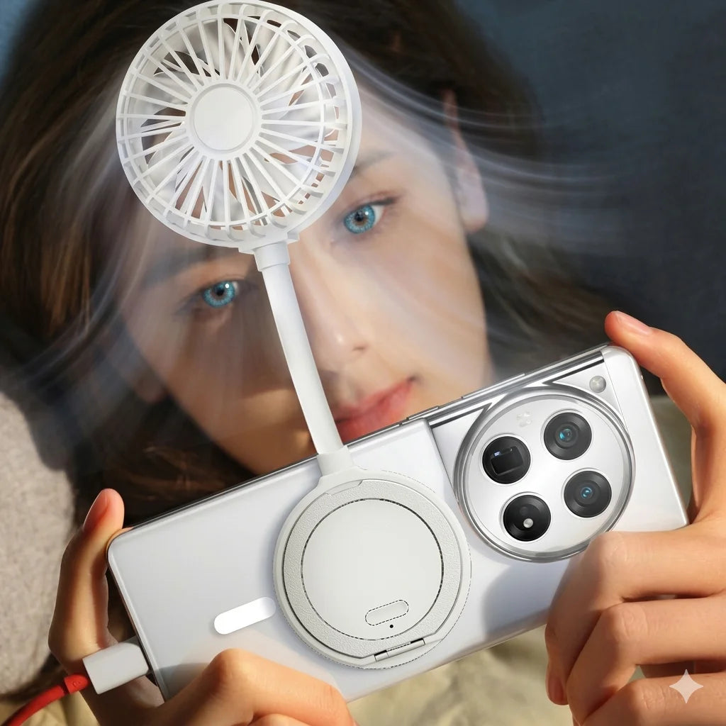 USB charging mini magnetic fan, portable small fan, suitable for iPhone and magnetic phones, as well as magnetic phone cases