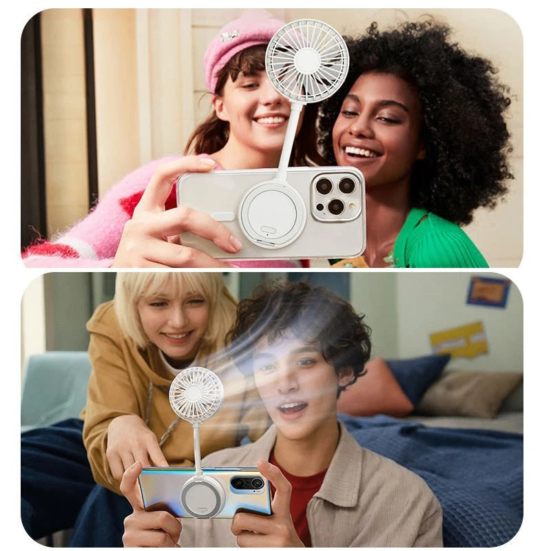 USB charging mini magnetic fan, portable small fan, suitable for iPhone and magnetic phones, as well as magnetic phone cases