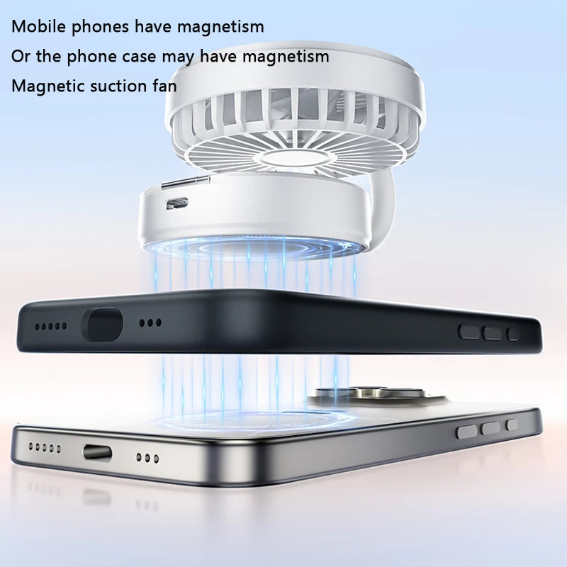 USB charging mini magnetic fan, portable small fan, suitable for iPhone and magnetic phones, as well as magnetic phone cases